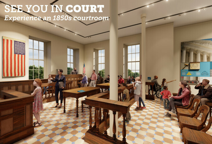 Rendering of the See You In Court exhibition