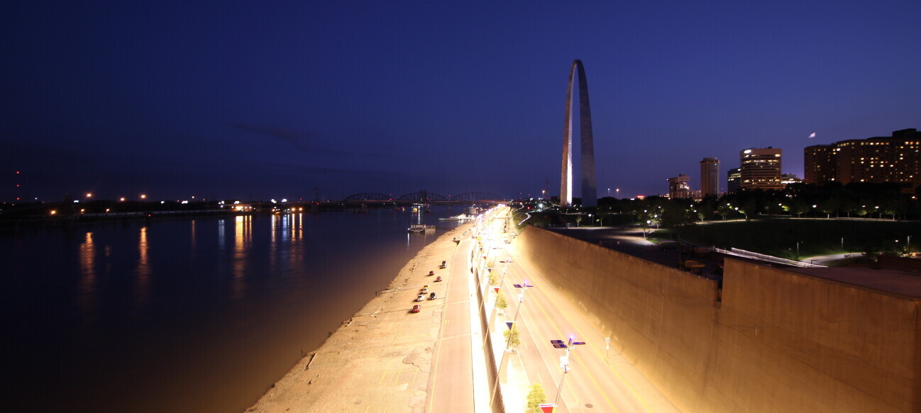 The Riverfront at night