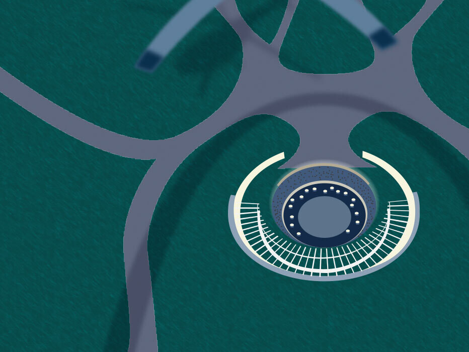 Gateway Arch Park Museum Entrance bird's eye illustration