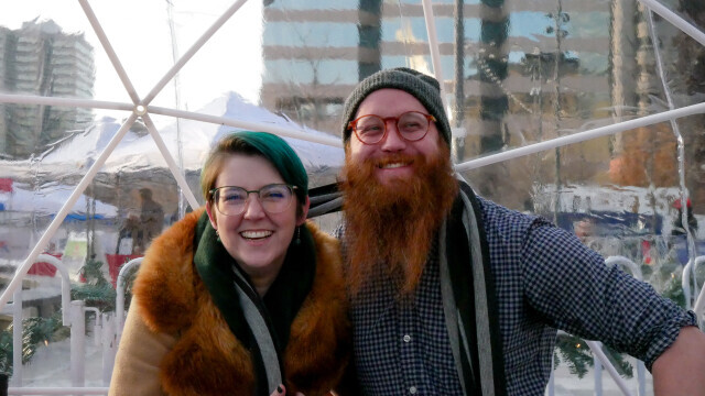 Couple in igloo
