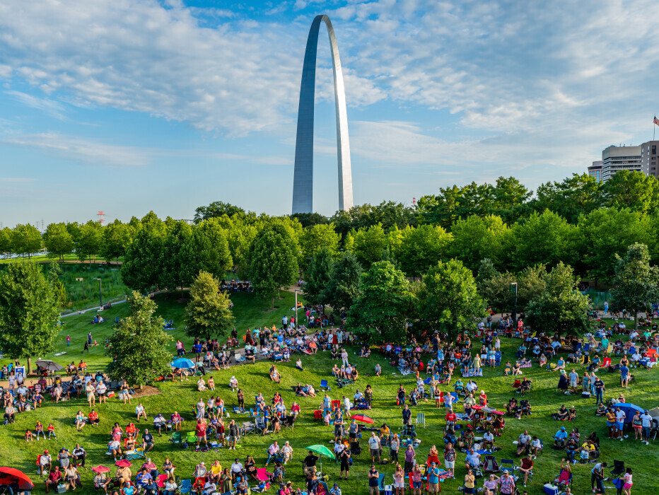 The Gateway Arch with people