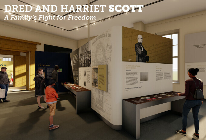 Rendering of Dred and Harriet Scott exhibit