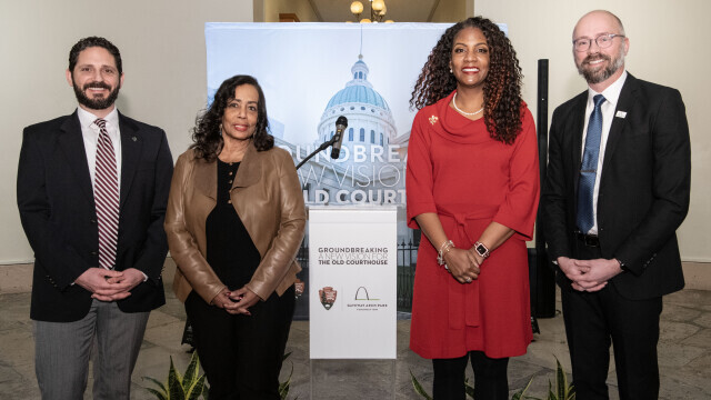Jeremy Sweat, Lynne Jackson, St. Louis Mayor Tishaura Jones, Ryan McClure