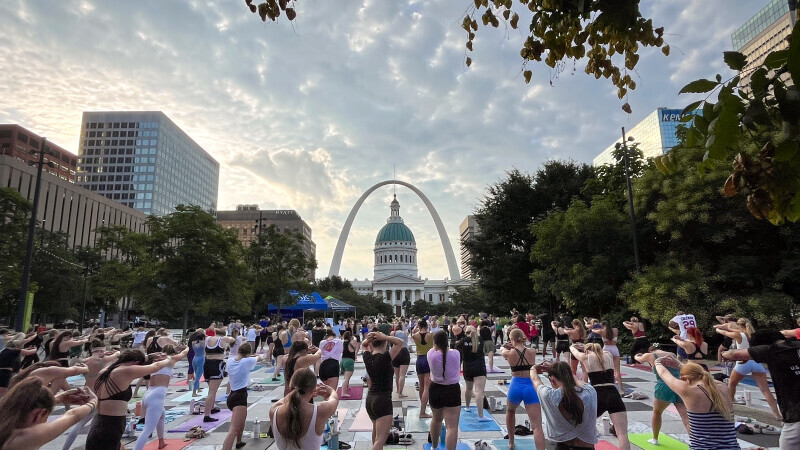 Sunrise Yoga in Kiener Plaza, 2025