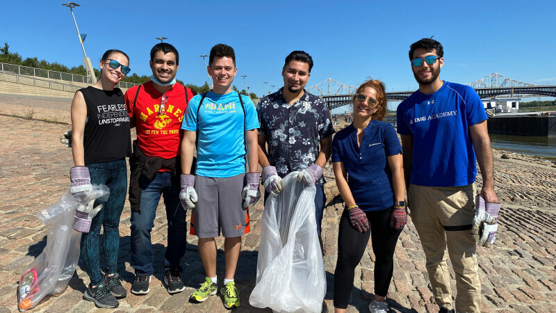 Volunteers at riverfront