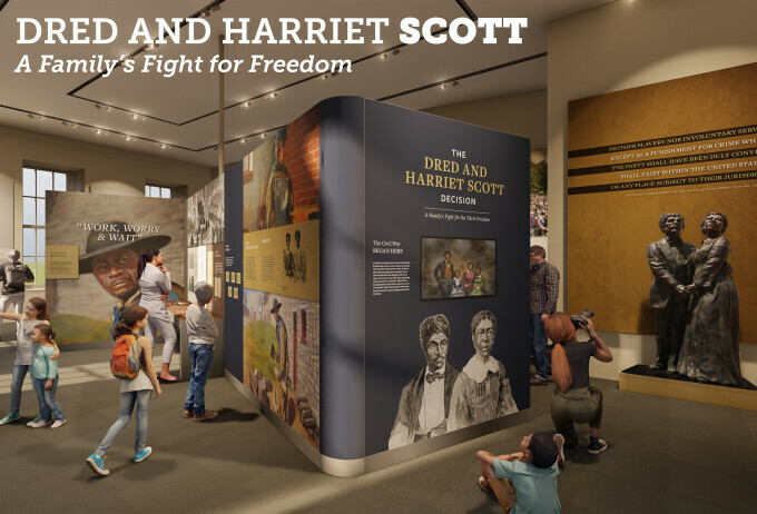 Rendering of Dred and Harriet Scott exhibit
