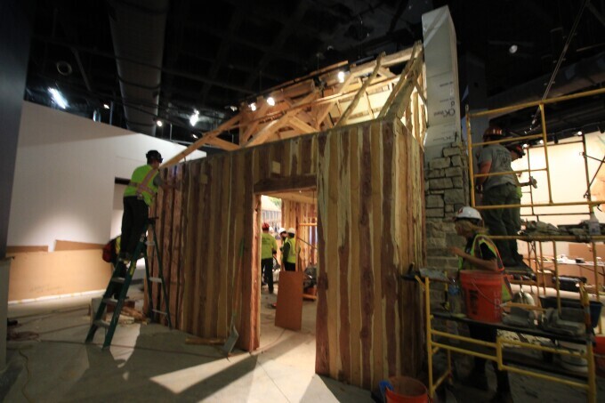 Historic Preservation Training Center (HPTC) carpenter works on the French colonial house. 