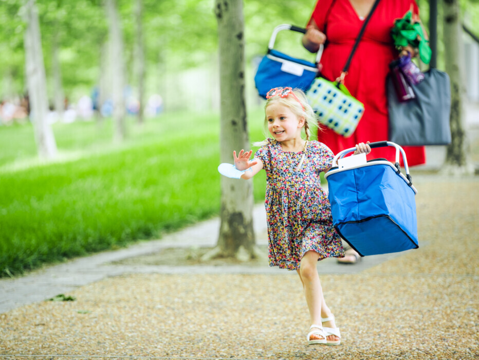 Picnic in Your Park - girl running with basket in hand