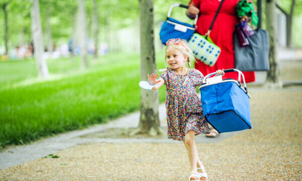 Picnic in Your Park - girl running with basket in hand