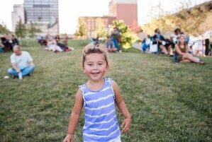 Child at Blues at the Arch in Kiener Plaza
