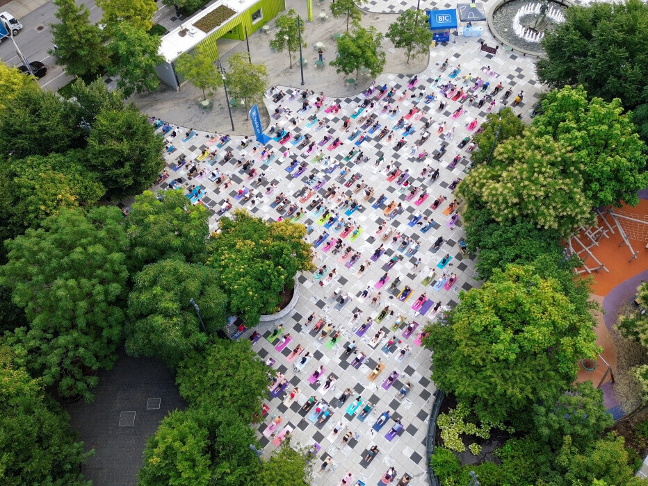 Sunrise Yoga at Kiener Plaza
