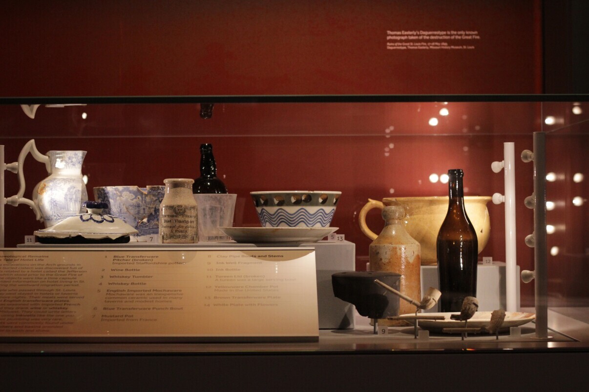 Artifacts recovered from a cistern below the pre-1849 Jefferson House hotel. 