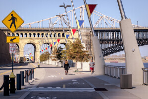 Walking paths along the river